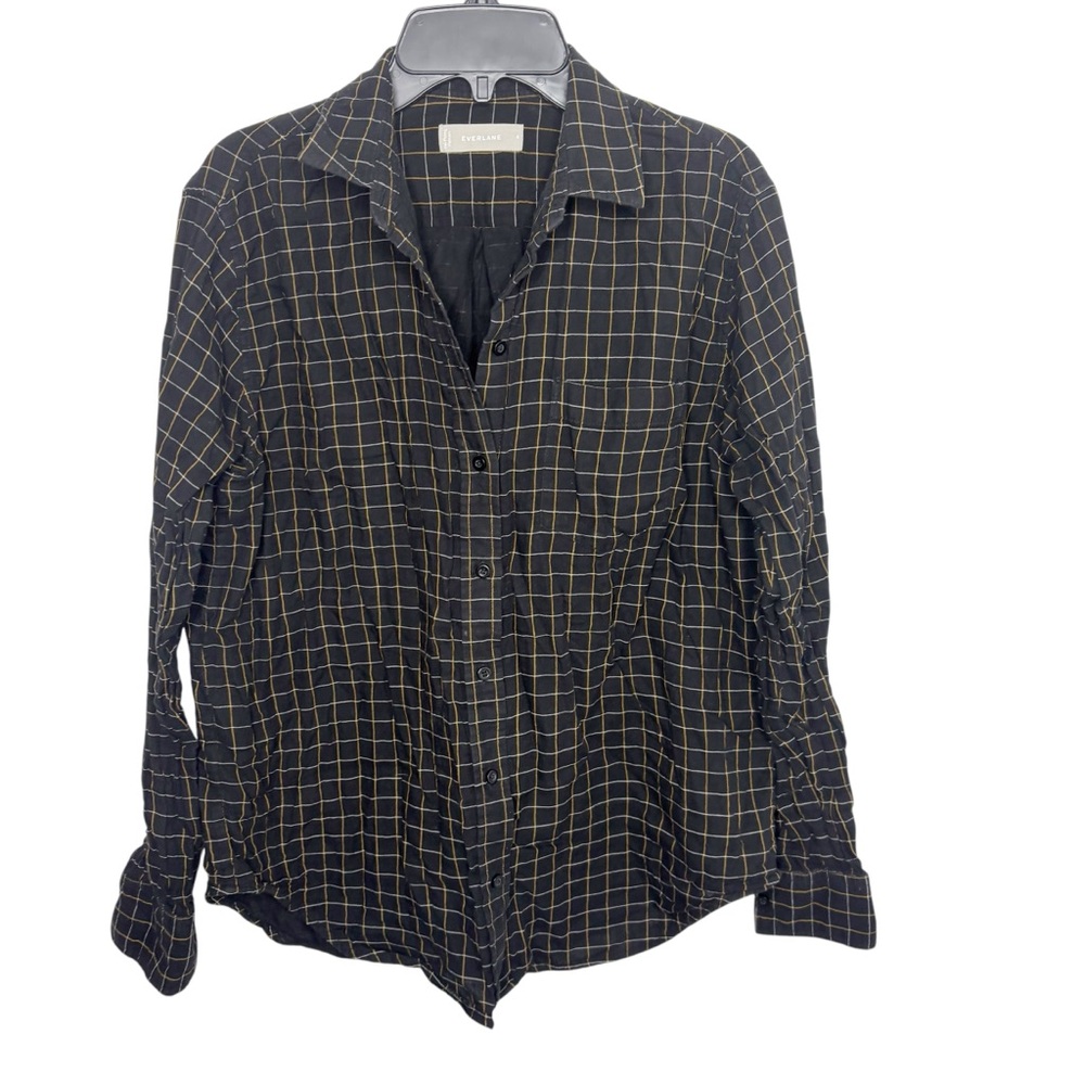 Everlane windowpane shirt black size 4 cotton